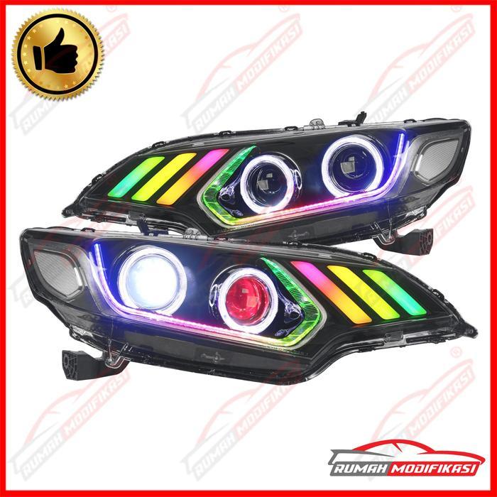 Headlamp Honda Jazz GK5 2015-2017 Biled Lightbar Led RGB Sequential Led Mustang Style Rumah Modifika