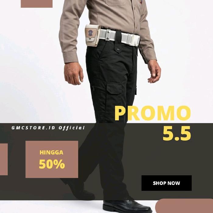 TERGACOR GMCSTORE.ID CELANA PDL LANTAS PINGGANG KARET PRIA MODEL POLISI TERBARU BAHAN RIPSTOP SIZE