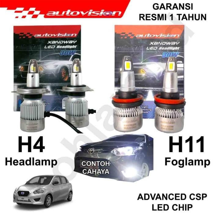 Ready Paket 2Set LED DATSUN GO Headlamp+Foglamp H4 + H11 AUTOVISION XANDWAY