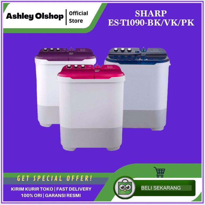 New Mesin Cuci Sharp 2 Tub ES-T1090 Aquamagic Mesin Cuci 10 Kg Sharp EST1090