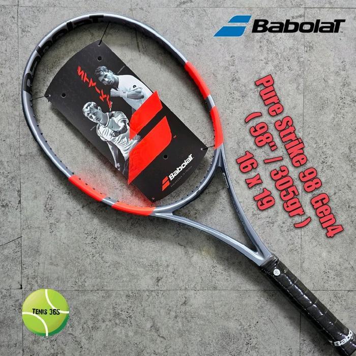 Raket Tenis Babolat Pure Strike 100 (16x20) Gen 4 ( 100"/ 305gr )- Grey / Fluo Strike