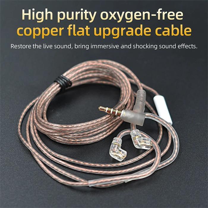 SALE KZ Kabel OFC Flat Brown Mic Upgrade Cable KZ Pin Type C ZEX ESX ZS10 ZSN PRO X DQ6 DQ6S