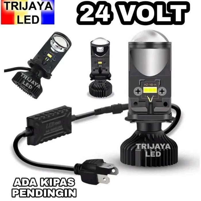 Lampu LED Utama 24 Volt Projector Mini H6 H7 H4 Truk Bus Canter Fuso Tronton Kipas RHD LHB Bi H5 H8