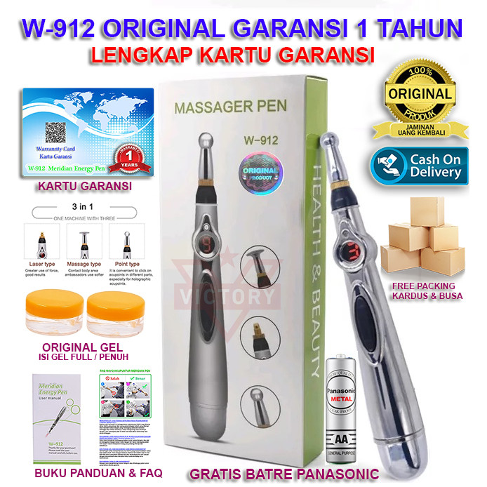 GARANSI 1TAHUN - W-912 ORIGINAL AKUPUNTUR PEN LASER PENA PIJAT TERAPI REFLEKSI ELEKTRIK MASSAGE PEN