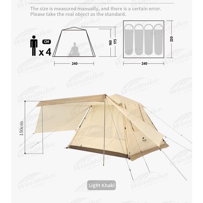 Tenda Automatic ANGO 4 Orang Camping / Glamping NatureHike NH21ZP010