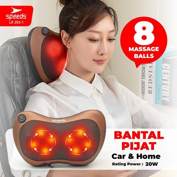ypjc- Speeds Bantal Pijat 8 Bola Massage Pillow Mobil Dan Rumah Car Home Bantal Pijat Leher
