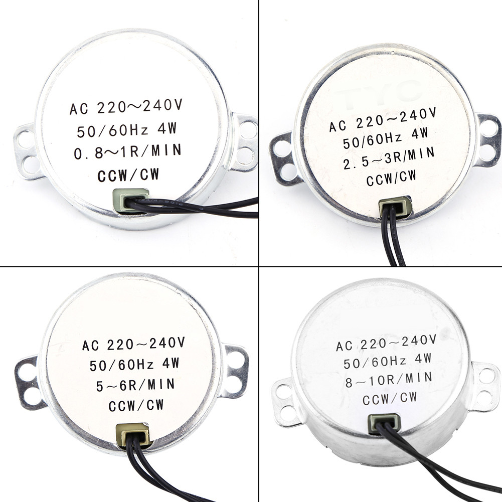 1Pc Ac 220-240V Synchronous Motor Electric Geared Rotary Motor 4W Cw/Ccw 0.8-1Rpm 2.5-3Rpm 5-6Rpm