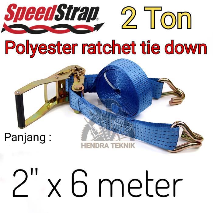 Rachet Tie Down 5Cm 6 M Tali Krek Lashing Cargo Lashing 2" Inch X 6 Meter Tali Ikat Barang