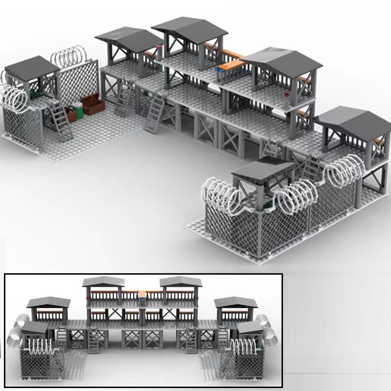 DIY WW2 Battlefield Bunker Bricks WW2 Military War Construction Compatible Figure Building Block