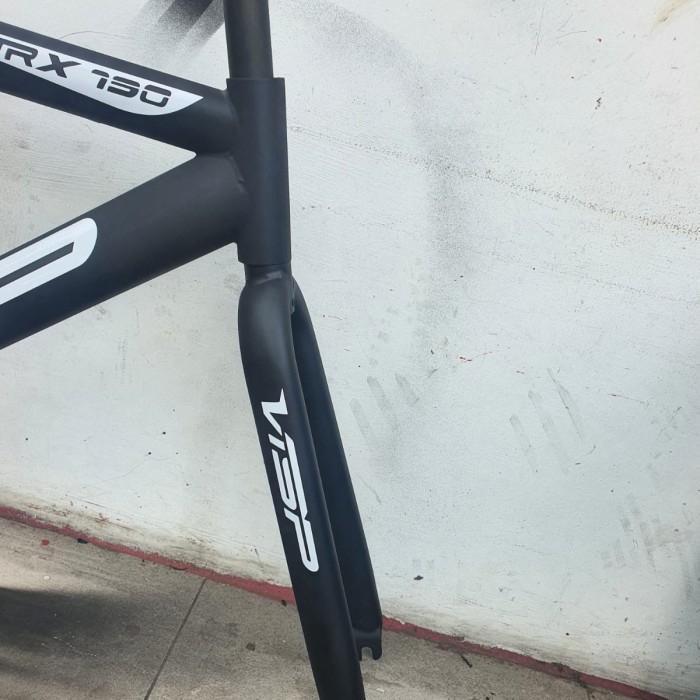 Frameset Fixie Visp Hitam Black Frame Set Steel Impor Decal Fixed Gear Rangka Sepeda 700C Black
