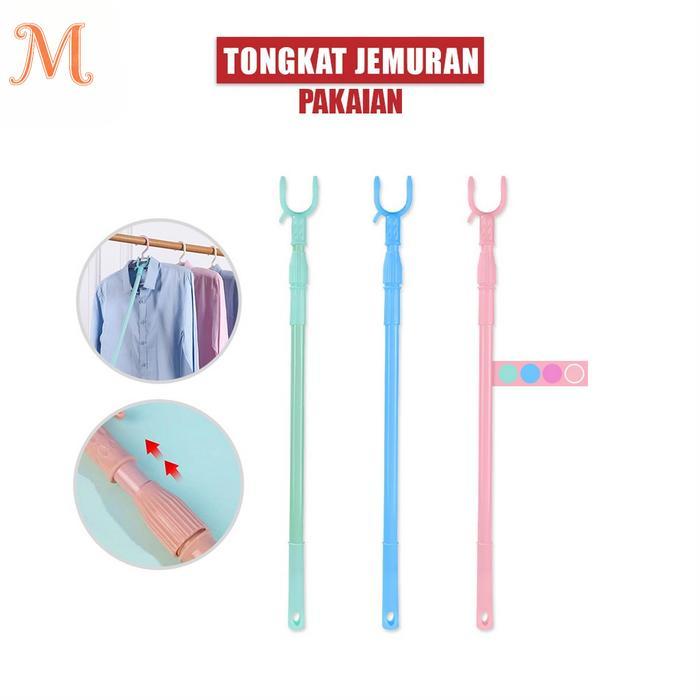 NEW Tongkat Jemuran Pengait Pakaian Bisa Setel Panjang Pendek / Galah Hanger Gantungan Baju Display