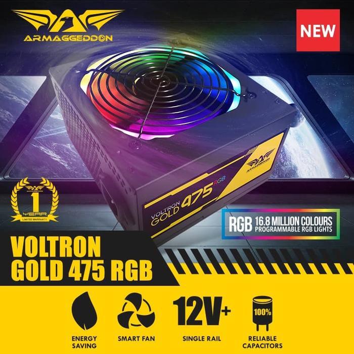 NEW SERIES POWER SUPPLY PC RAKITAN ARMAGGEDDON VOLTRON GOLD 475 RGB