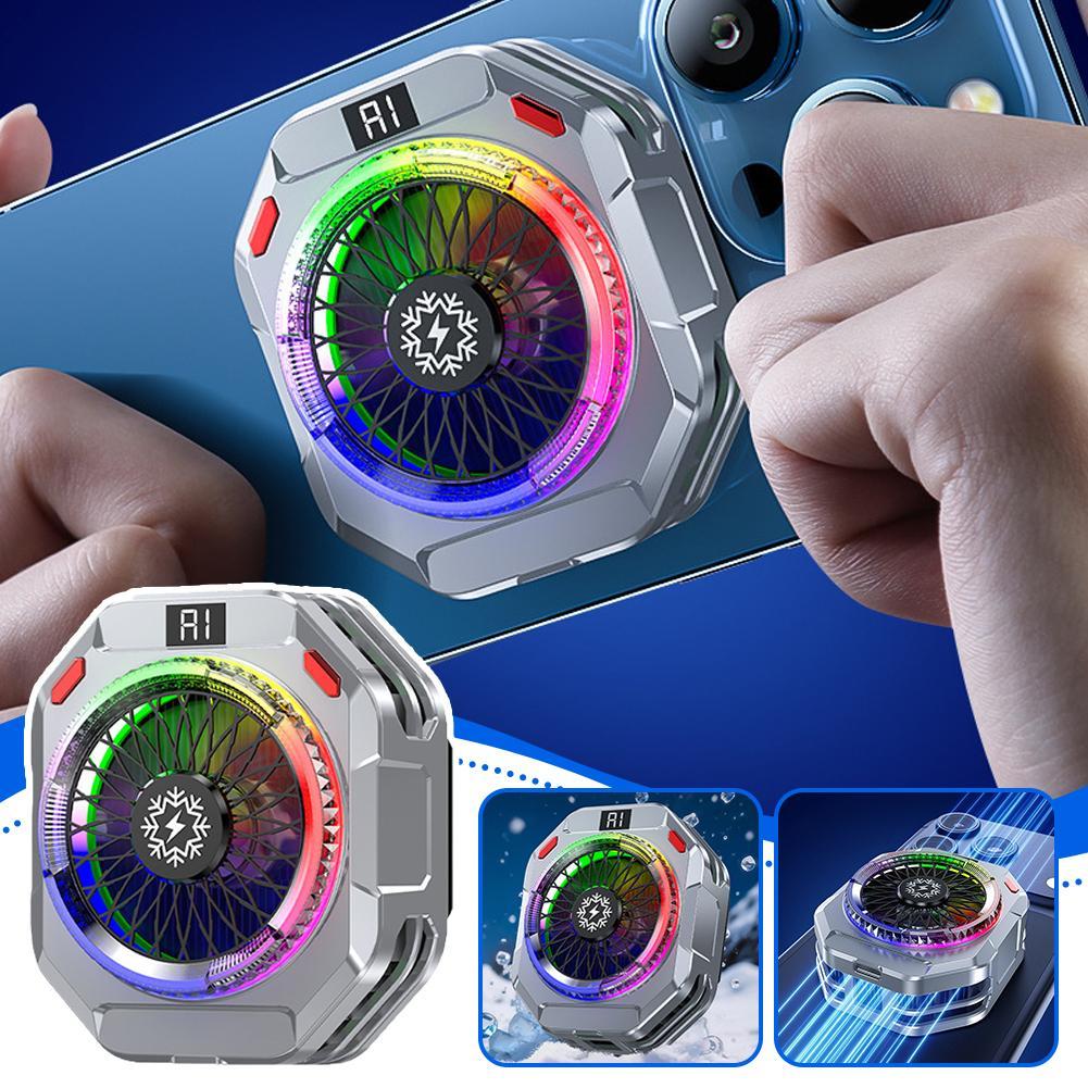 30W AI Smart Chip Magnetic Clip-On Phone Cooler Semiconductor Rapid Cooling RGB Silent Fan Gaming