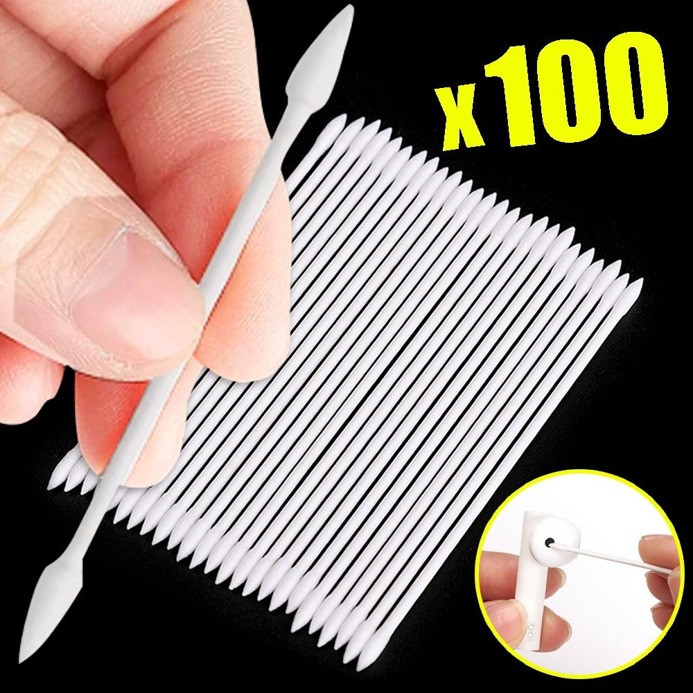 1-100Pcs Dust Free Disposable Cleaning Swab Cotton Stick for AirPods Earphone Keyboard Phone Charge