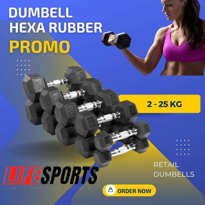 Kualitas Terbaik Dumbell Hexagonal - 2 Kg - 25 Kg Rubber Dumbell Barbell Import