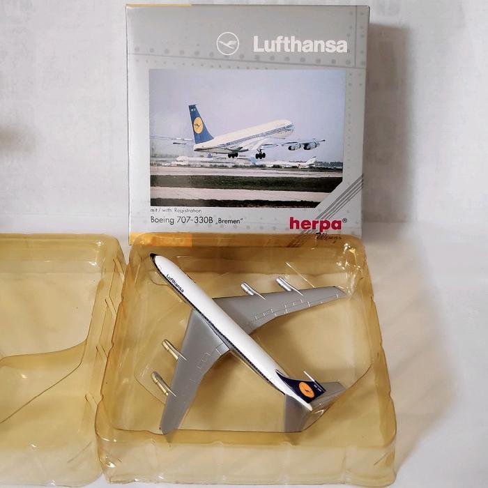 Terlaris Herpa Wings Diecast Miniatur Pesawat Boeing 707-330B Lufthansa Bremen Art 560450 Skala