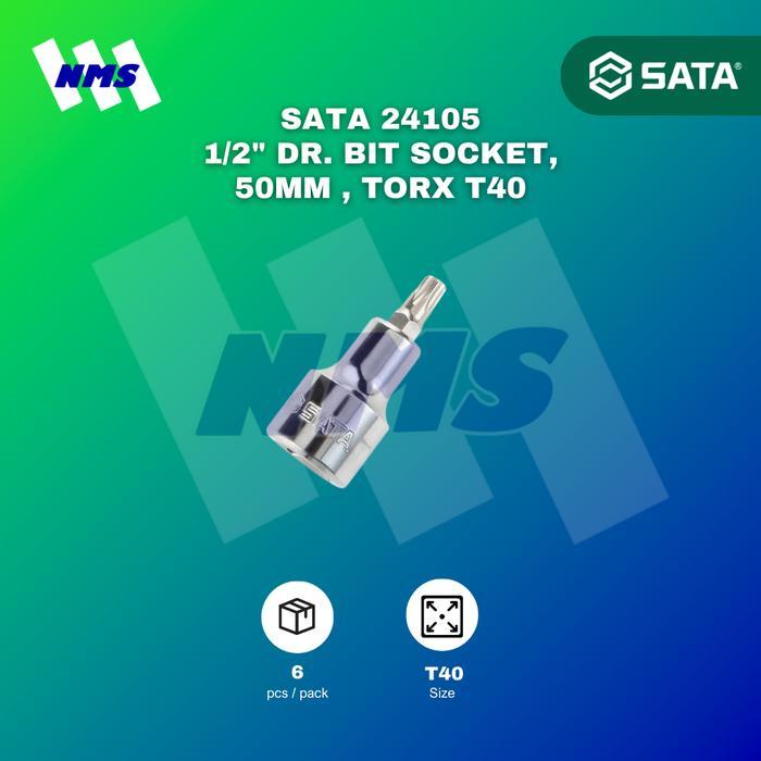 Ada Stok Bit Sok Bintang SATA 24105 1/2" Dr. Bit Socket, 50mm , Torx T40