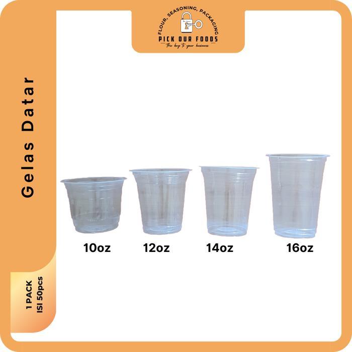 [PACK] Gelas Plastik Bening 12 oz Datar Gelas 14 oz Datar Cup 16 oz Datar