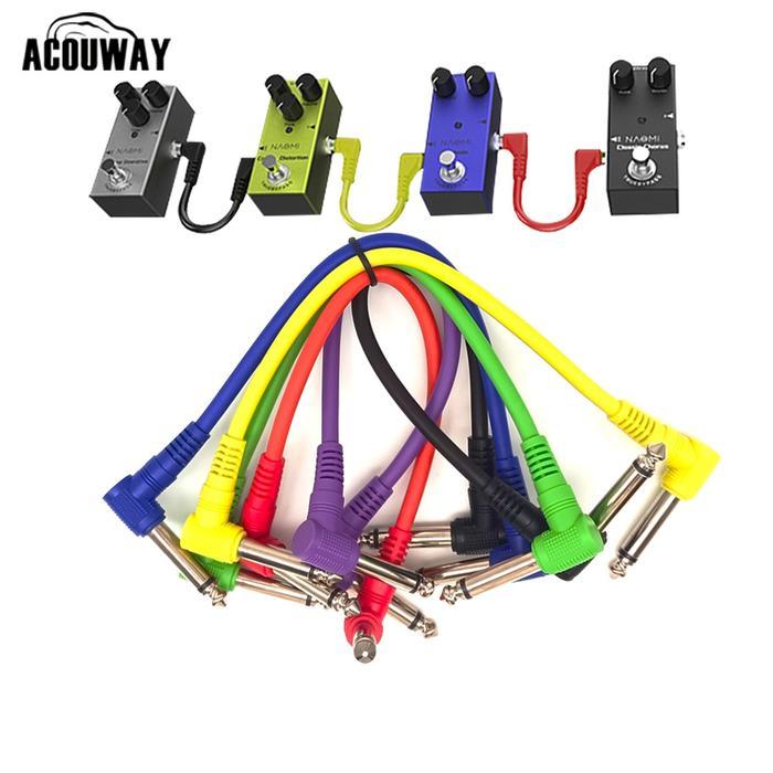 6Pcs/Set Kabel Efek Gitar Kabel Audio Patch Pedal Efek Memimpin 6.35 Steker Lekukan Kabel Pedal Efek