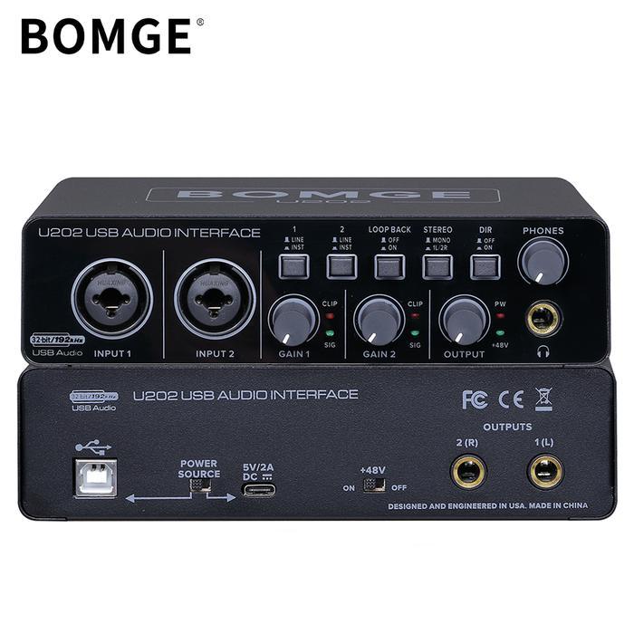 Promo Bomge U202 Audio Interface Soundcard Usb Dengan Mikrofon Preamplifier Port Xlr/Tsr/Ts,