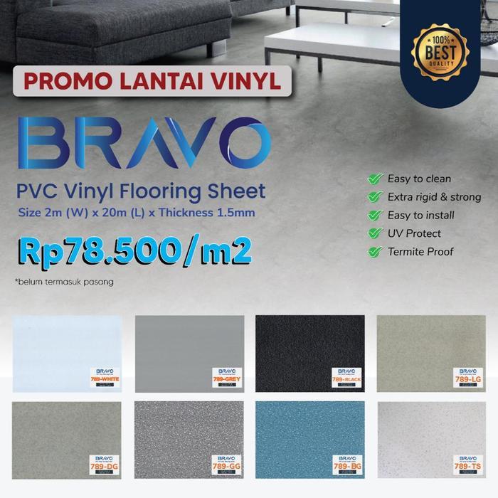 Vinyl Lantai Polos Warna Putih / Vinyl Lantai Meteran / Vinyl Lantai Roll / Vinyl Lantai
