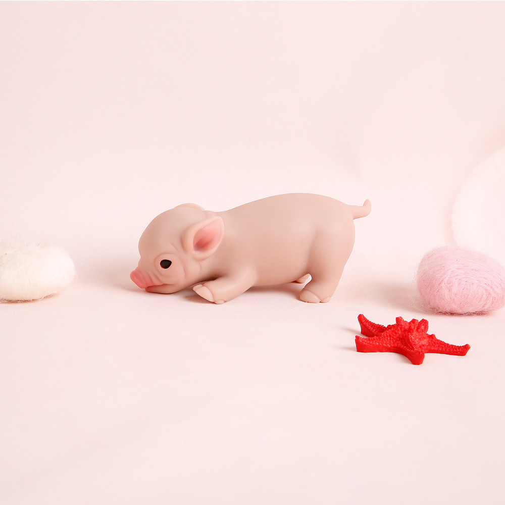 IVITA 14CM 100% Full Body Realistic Art Mini Silicone Piglet Toys Silicone Reborn Pig Doll with Eyes