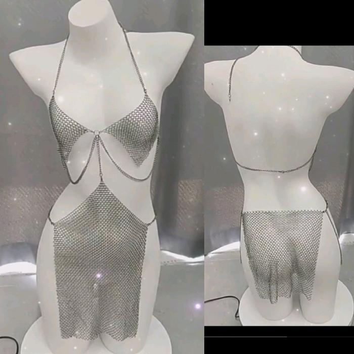 ELEGANT Bikini Lingerie Bra Rok Harem Model Full Rantai Belly Dance Kostum