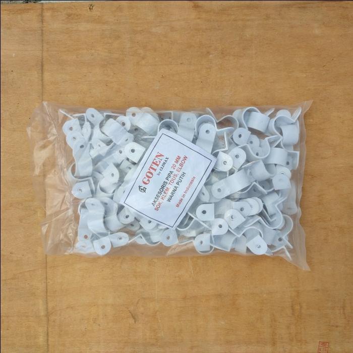 KLEM CLAMP PIPA PVC CONDUIT LISTRIK OMEGA PUTIH GRADEORI CLIPSAL 20 MM