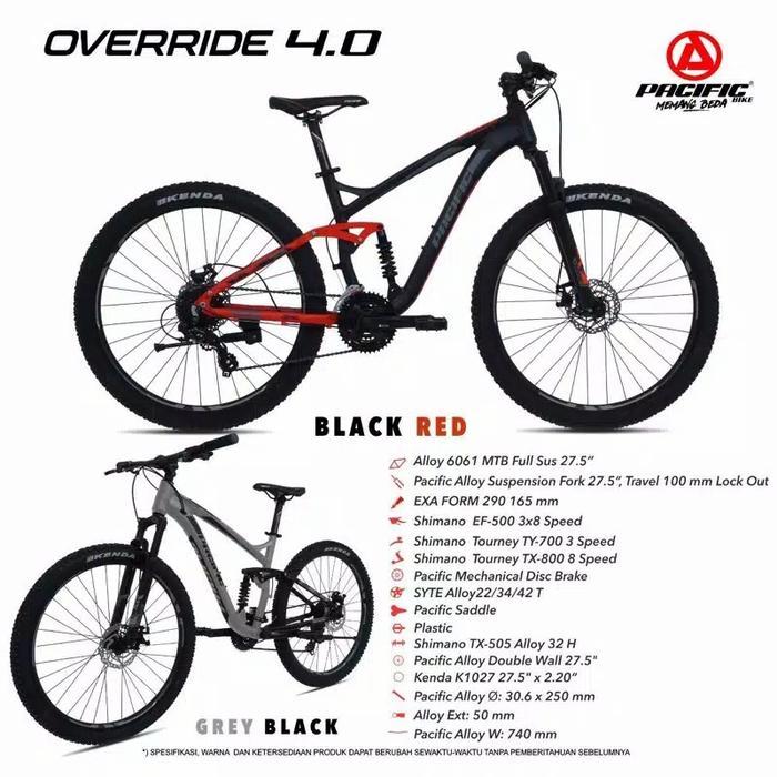 Sepeda MTB 27,5 Pacific Full Suspention Override 4.0 Alloy