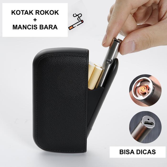 HENGDA HD608 KOTAK ROKOK DENGAN KOREK API BARA CAS USB ANTI PADAM