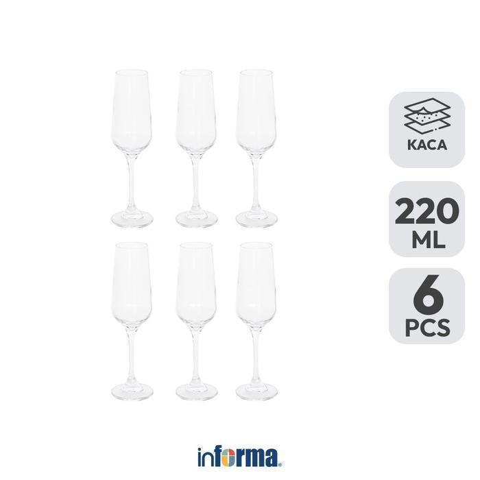 Informa Libbey Brilliance Gelas Wine Kaca 220 Ml Set 6 Pcs Transparan Wine Glass Stem Goet Gelas