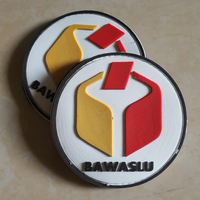 ArlC patch rubber logo bawaslu bulat putih - badan pengawas pemilihan umum GN252FREE ONGKIR