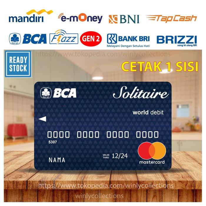 STOK TERBATAS  KARTU EMONEY MANDIRI BCA BNI BRI DESIGN CARD SOLITAIRE WORLD - 1 SISI TERJANGKAU