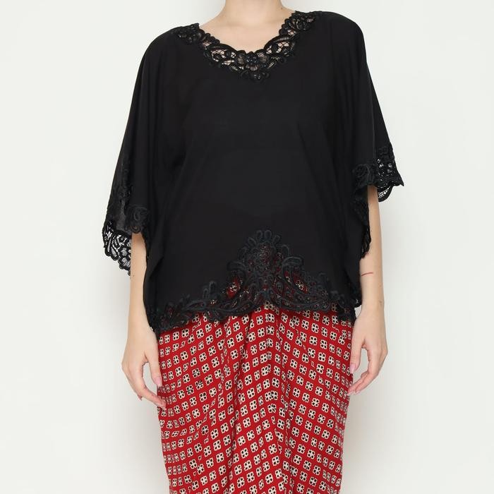 blus bordir bodo katun hitam best seller