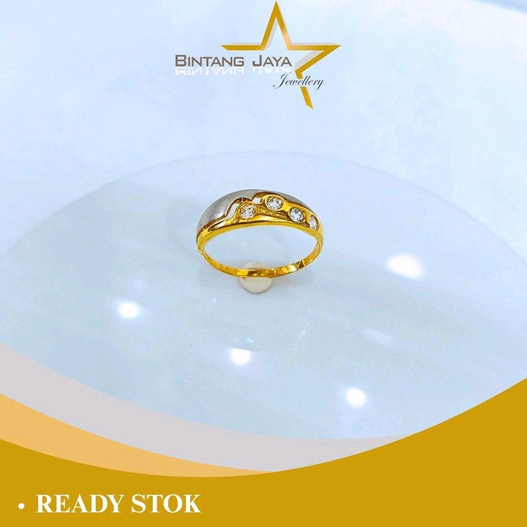 Cincin Emas Pernikahan Empat M Putih Doft Putih - Kadar (16K) - Berat 1,66gr - Desain empat motif do