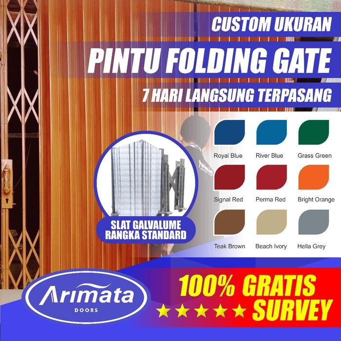 New Pintu Folding Gate Galvalum Rangka Standard Red