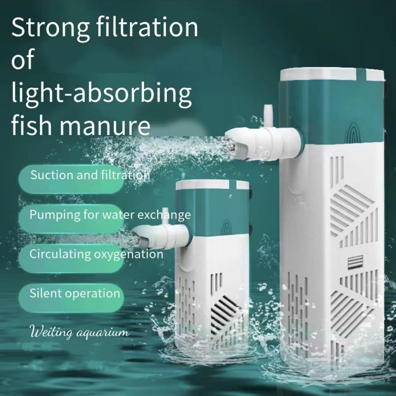 Weiting Aquarium Fish Tank Filter Three-in-One Submersible Pump Aquarium Silent Oxygen Pumps Filter 