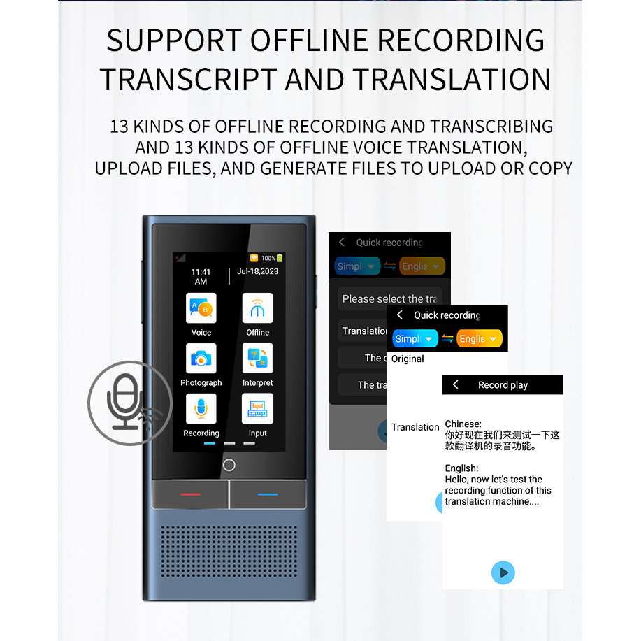 New Z6 Language Translator 138 Languages ​​Intelligent Translator Real-time Recording Text Simultane