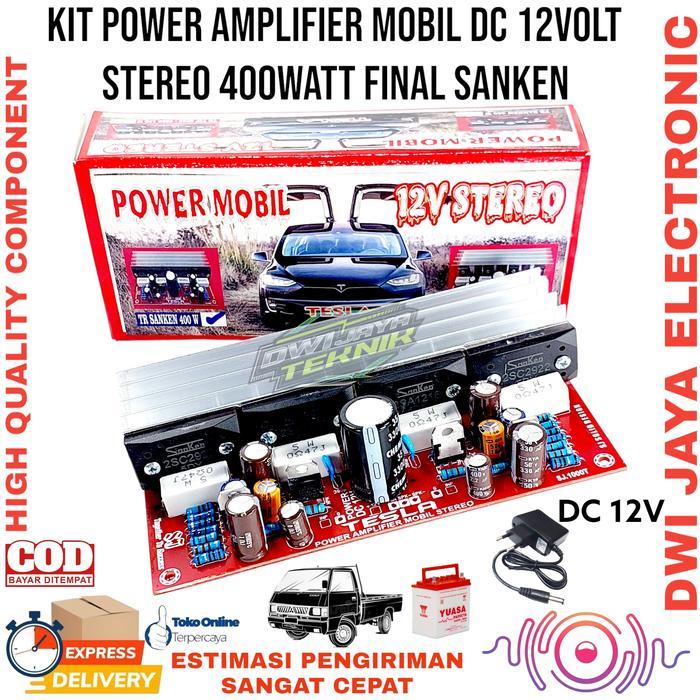 Kit Power Amplifier Mobil Dc 12Volt Stereo 400Watt Final Sanken