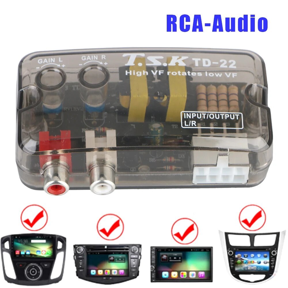 NEW Auto Car Audio Converter Speaker Level Converter Adapter Universal RCA Line 12V