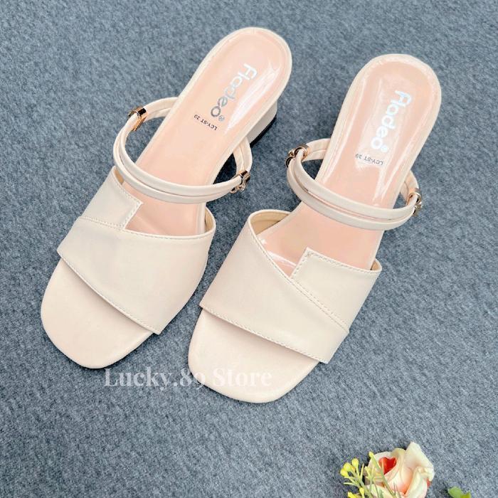 Fladeo Sendal Wanita Heels 5Cm Sandal Elegant Hak 5 Cm Tali Belakang Shoes
