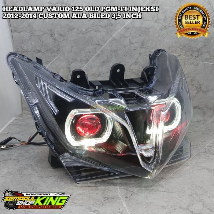 Headlamp Depan Custom Vario 125 KZR / Vario 125 Old Fullset Model BiLED 3.5 Inch Double Projector