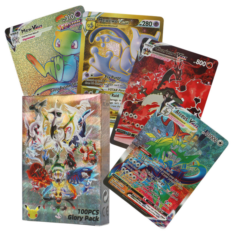 FLASH SALE    2023 New English Pokemon Cards Holographic EX Vstar Vmax GX Letter with Rainbow Arceus