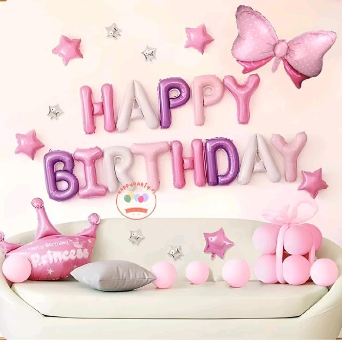 Paket Balon Dekorasi Ulang Tahun Pink-Ungu