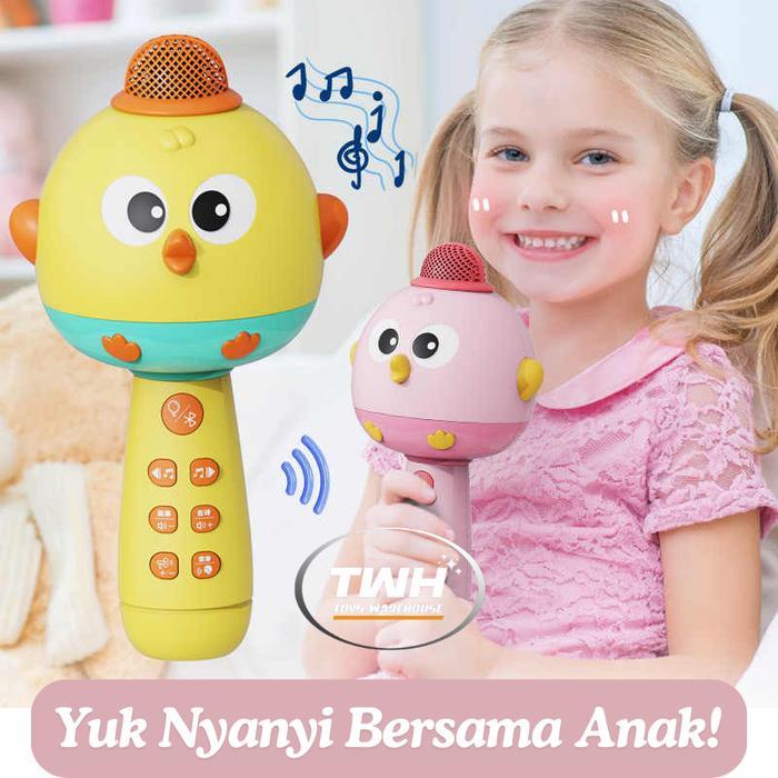 Mic Karaoke Anak Bluetooth Canggih Model Terbaru Chicken Version Bisa Konek Bluetooh & Ganti Sound