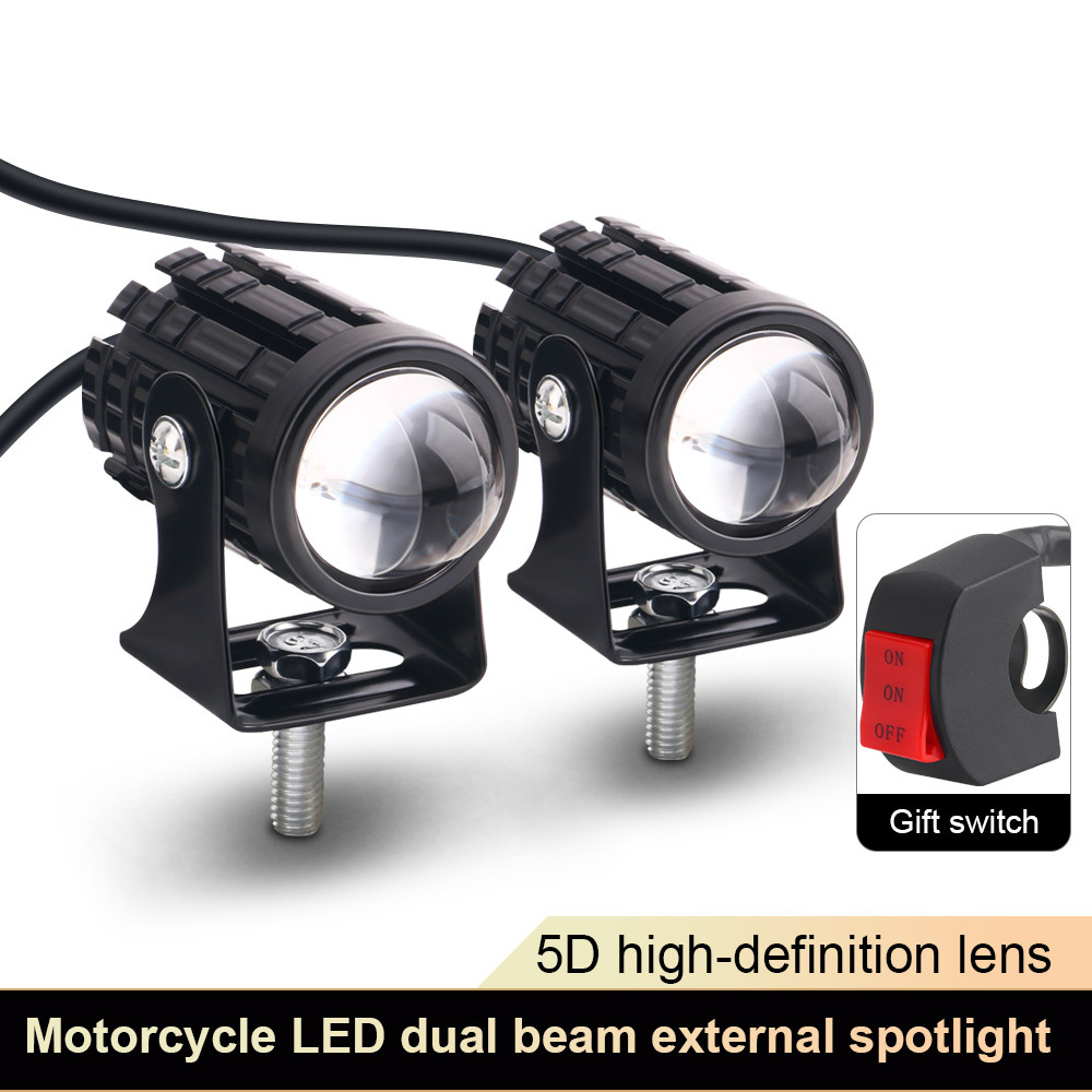 2Pcs Motorcycle Headlights Led Lenses Auxiliary Front Lighting Explorers Motorcycle Car Accessories