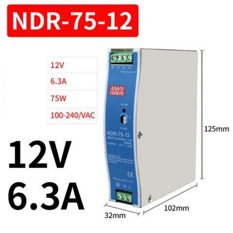Meanwell Ndr-75-48 75W 48V Din Rail Industrial Power Supply Single Output For Factory Semiconductor