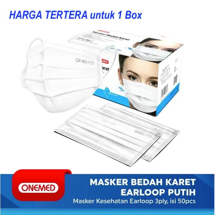 Masker Medis Karet Putih Onemed Box Masker Medis Putih Pasti Promo