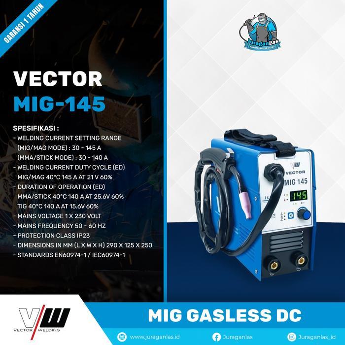 Vector Mig-145 Gasless no Gas DC Mig Welding Machine