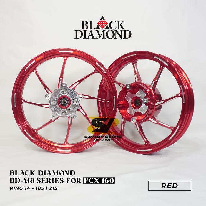 Black Diamond Velg Motor BD-M8 Palang 8 Ring 14 Lebar Depan 185 Belakang 215 Velg Pelek Velk Sporty 